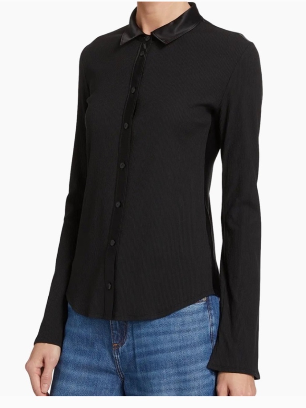 NEW Rag & bone The Olive ribbed mix media shirt , XXS, GD1284 - Picture 2 of 5